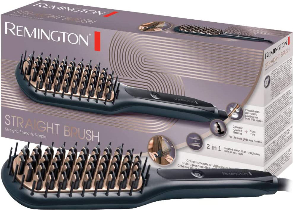 remington cb7400 spazzola lisciante elettrica per capelli in ceramica temperatura max 230°c 3 livelli di temperatura colore nero - cb7400