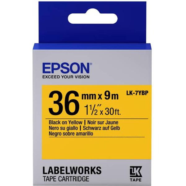 epson c53s657005 nastri per etichettatori nastro lk7ybp pastel ner/giall36x9 - c53s657005