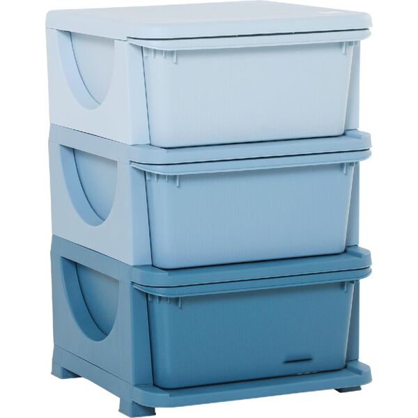 dechome 023bue311 cassettiera in plastica colorata per cameretta con 3 cassetti 37x37x56.5 cm colore blu - 023bue311