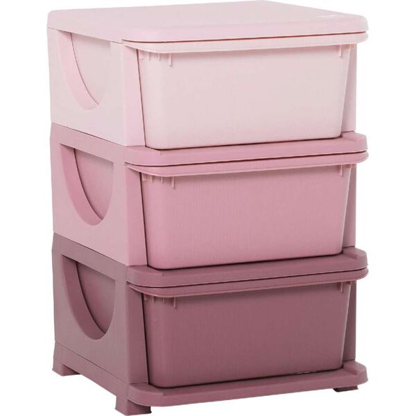 dechome 023pke311 cassettiera in plastica colorata per cameretta con 3 cassetti 37x37x56.5 cm colore rosa - 023pke311