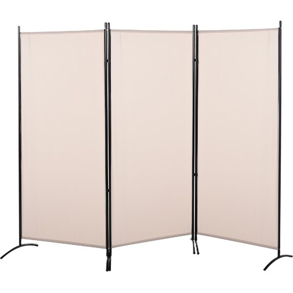 dechome 306bg830 paravento a 3 pannelli pieghevole frangivista divisorio per ambienti in metallo e poliestere 253x50x182cm beige - 306bg830