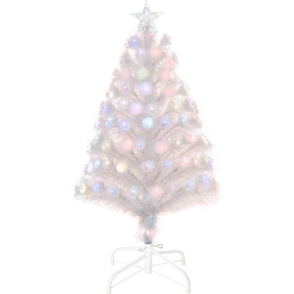 dechome 821dh90 albero di natale h. 90 cm con luci led colorate e fibre ottiche 90 rami base in metallo pieghevole bianco - 821dh90