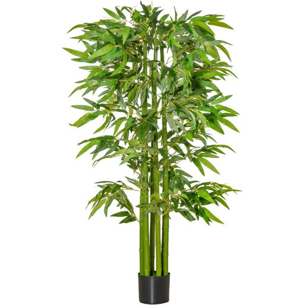 dechome 802dh41 pianta finta di bambù alta 160cm con vaso nero per interno ed esterno verde - 802dh41