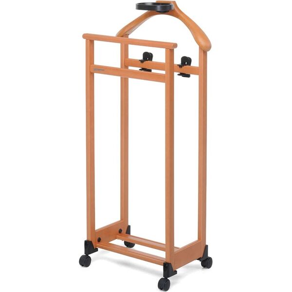 foppapedretti 390006 servomuto in legno con ruote appendiabiti 46x27x103 cm con portapantaloni vaschetta vuotatasche e pinze appendigonna colore noce - 390006 l'indossatore