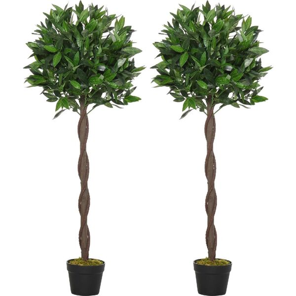 vivagarden d44364 set 2 piante finte di alloro in vaso alte 120cm per interni ed esterni - d44364
