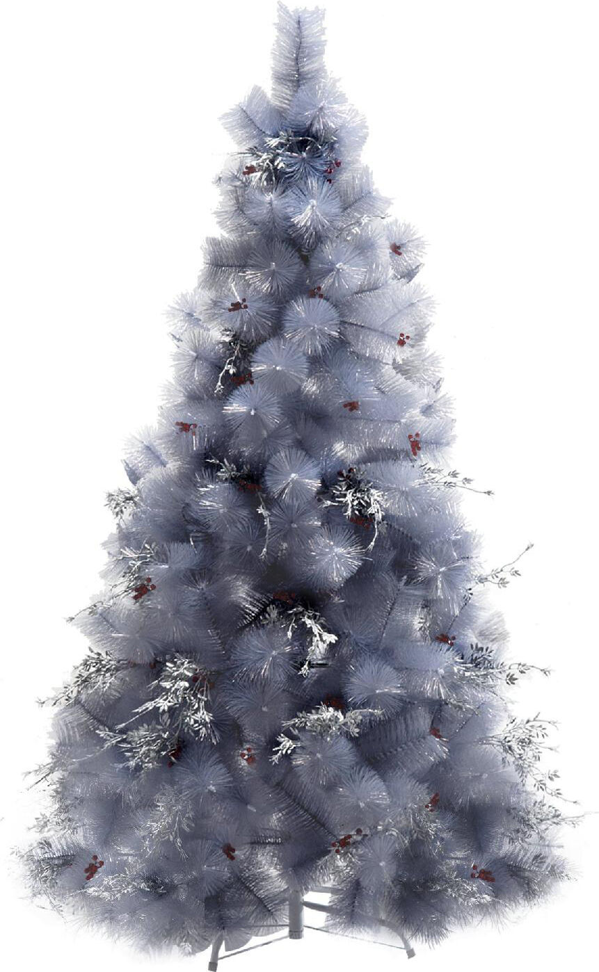 dechome 127/830 albero di natale h. 150 cm decorazioni con foglie argentate e bacche rosse grigio - 127/830