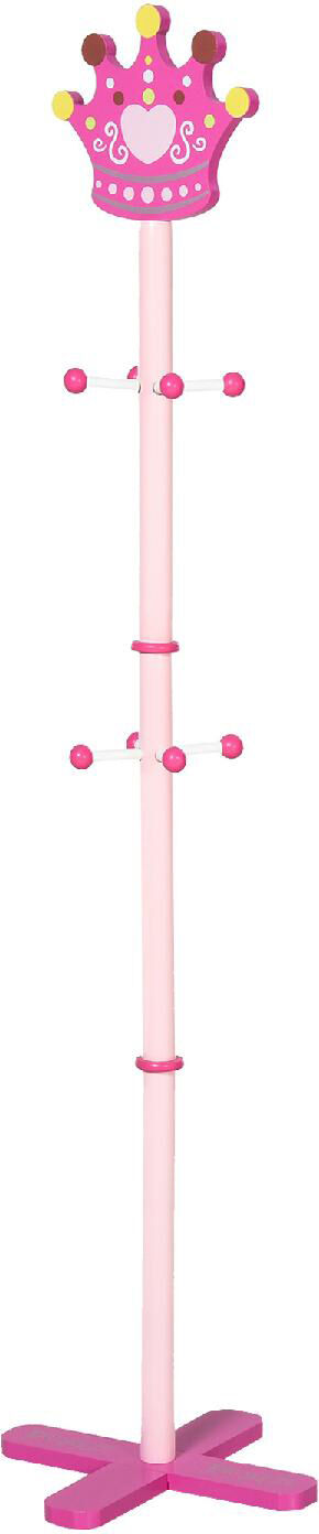 dechome 311016 appendiabiti da terra per bambini design corona base forma x 8 ganci rosa - 311016