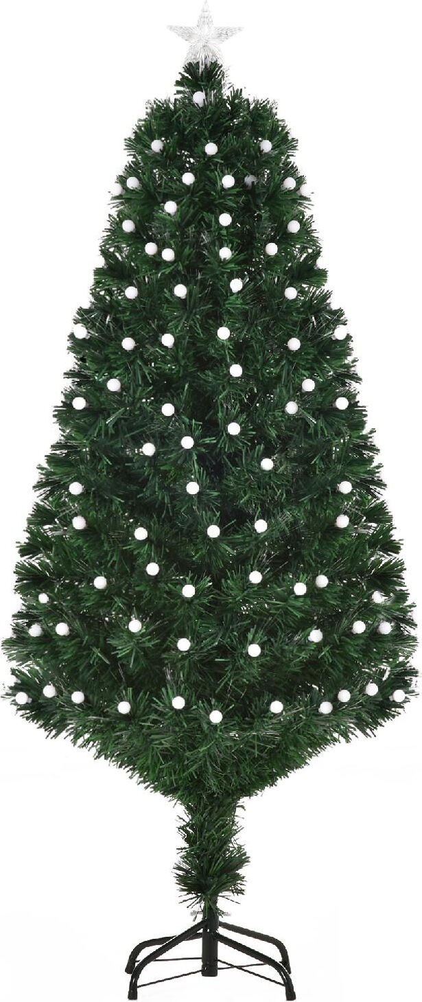 dechome 351v01 albero di natale h. 150 cm con luci led e fibre ottiche e base in metallo pieghevole verde