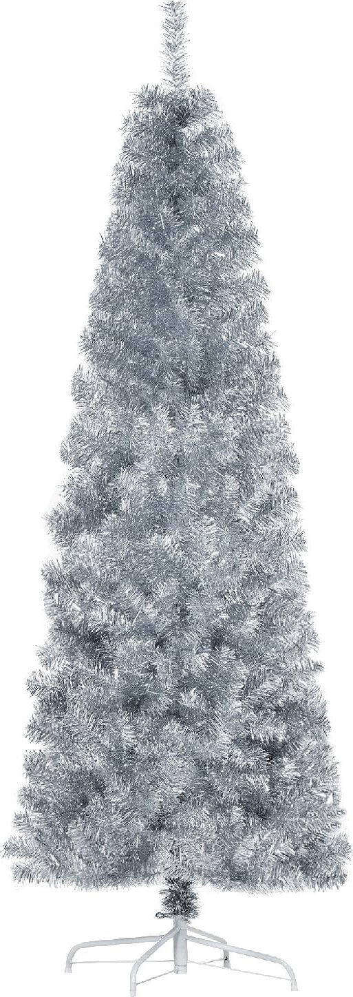 dechome 369v01 albero di natale slim h. 180 cm e con base rimovibile argento