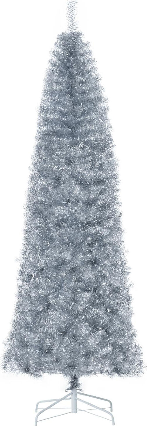 dechome 369v02 albero di natale slim h. 210 cm e con base rimovibile argento