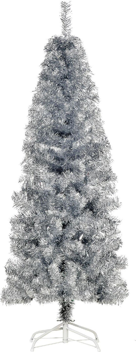 dechome 369 albero di natale slim h. 150 cm e con base rimovibile argento