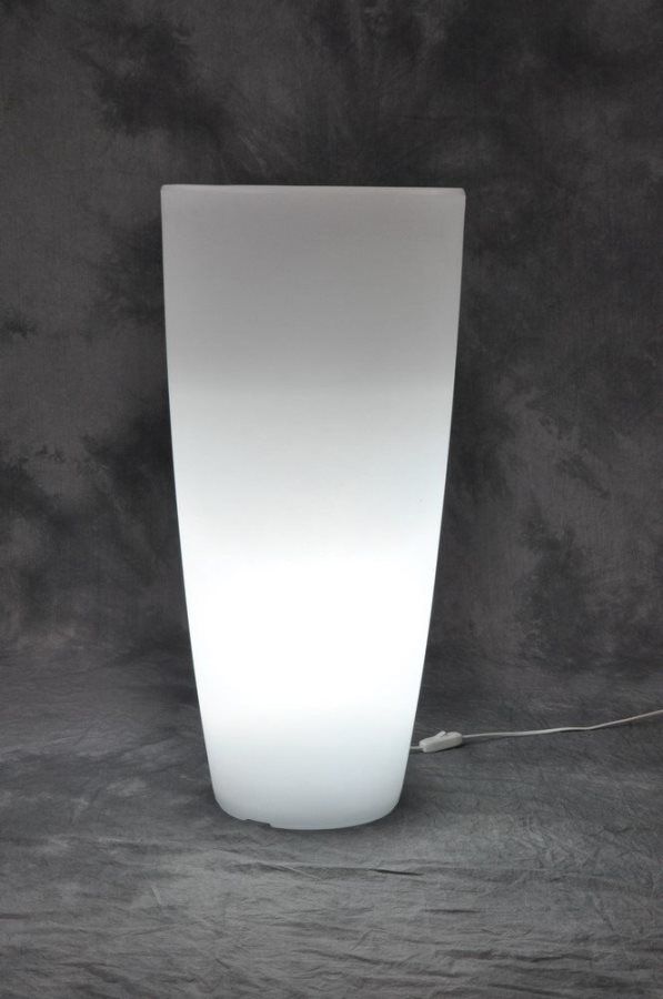 giardini del re home light tondo 33x70h b vaso luminoso per piante in resina colorata per interno / esterno cm 33x70h bianco ghiaccio luce bianca - home light tondo arredamento