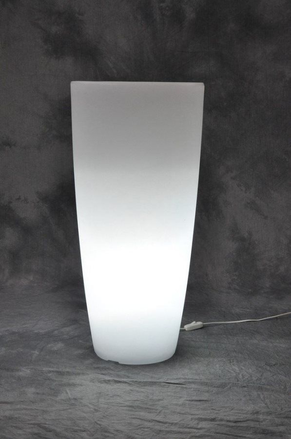 giardini del re home light tondo 40x90h b vaso luminoso per piante in resina colorata per interno / esterno cm 40x90h bianco ghiaccio luce bianca - home light tondo arredamento