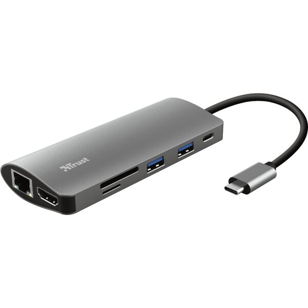 trust 23775 hub multiporta interno interfaccia usb tipo c uscitahdmi rj 45 usb tipo a tipo c colore alluminio 23775 dalyx 7-in-1 usb-c multiport adapter