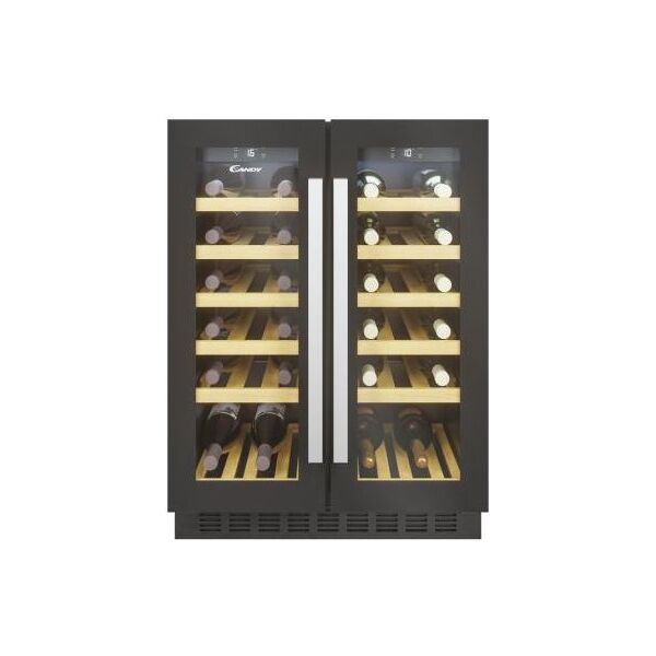 candy divino ccvb 60d/1 cantinetta vino doppia temperatura da incasso 40 bottiglie, (20+20) classe g - ripiani in legno temperatura 5 - 18 c anti-uv, compressore antivibrazioni, luce led interna, colore nero - divino ccvb 60d/1