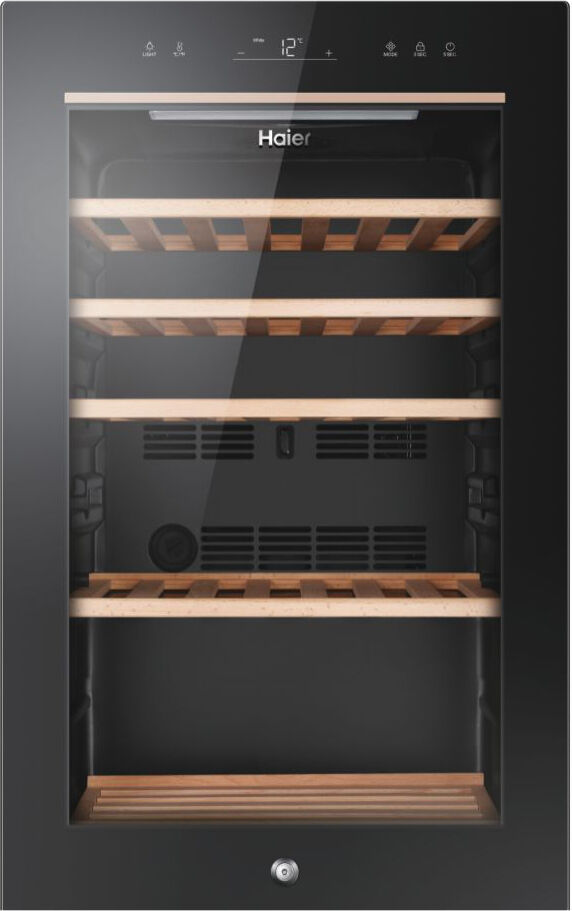 haier hws49ga cantinetta vino 49 bottiglie, classe f - ripiani in legno, app hon, vetro anti-uv, luce led, colore nero wine bank 50 series 5