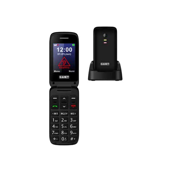 saiet 13500925 scudotre - telefono cellulare display 2.4 batteria 900 mah fotocamera con sos radio fm e bluetooth colore nero - 13500925