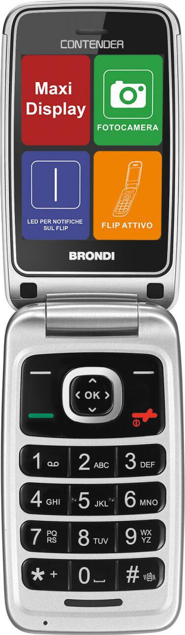 brondi 10277051 contender - telefono cellulare dual sim display 3 batteria 800 mah fotocamera con radio fm e bluetooth colore bianco - 10277051