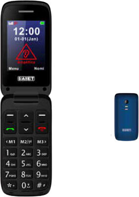 saiet 13500927 scudotre - telefono cellulare display 2.4 batteria 900 mah fotocamera con sos radio fm e bluetooth colore blu grafite - 13500927