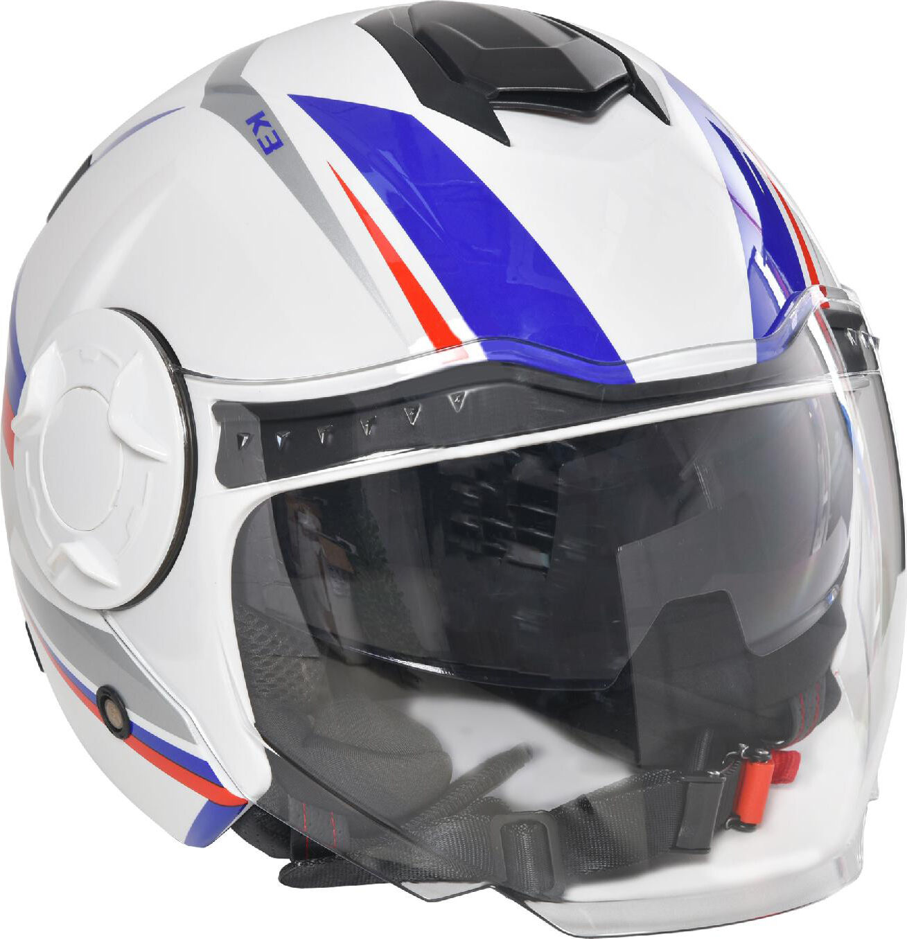 dechome 94/aa1 casco moto jet semi integrale con visiera esterna e parasole certificato ece r22 taglia s bianco - 94/aa1