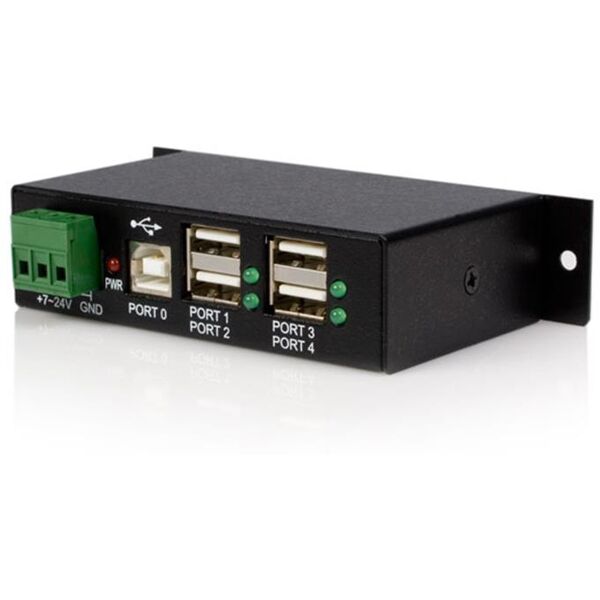 startech st4200usbm hub usb 2.0 industriale in metallo a 4 porte con protezione da sovracorrenti - montabile - st4200usbm