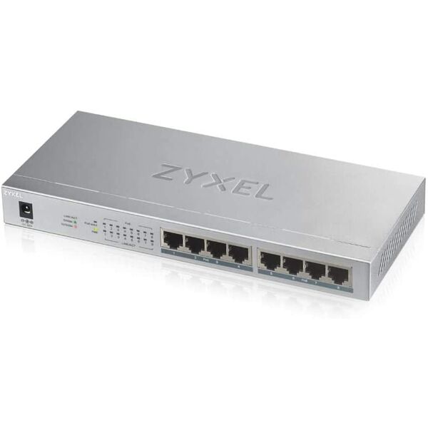 zyxel gs1008hp-eu0101f switch di rete 8 porte non gestito gigabit ethernet (10/100/1000) grigio supporto poe - gs1008hp gs1008hp-eu0101f