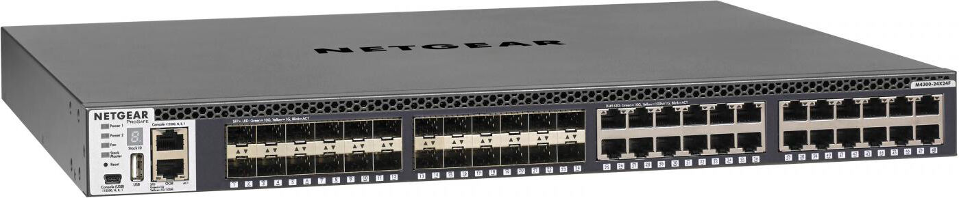 Netgear Xsm4348s-100nes Switch Di Rete 24 Porte 48 Porte Gestito L2/l3/l4 10g Ethernet (100/1000/10000) Nero 1u - M4300-24x24f Xsm4348s-100nes