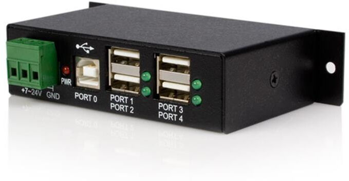 startech st4200usbm hub usb 2.0 industriale in metallo a 4 porte con protezione da sovracorrenti - montabile - st4200usbm