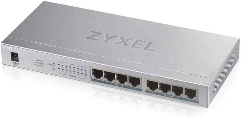 zyxel gs1008hp-eu0101f switch di rete 8 porte non gestito gigabit ethernet (10/100/1000) grigio supporto poe - gs1008hp gs1008hp-eu0101f