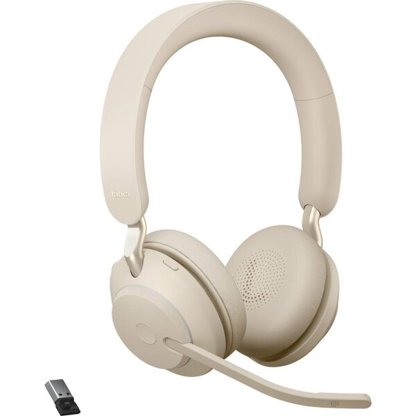 jabra 26599-989-998 cuffie bluetooth, wireless, con microfono, stereo, ideali per ufficio / call center, colore beige - evolve2 65, uc stereo