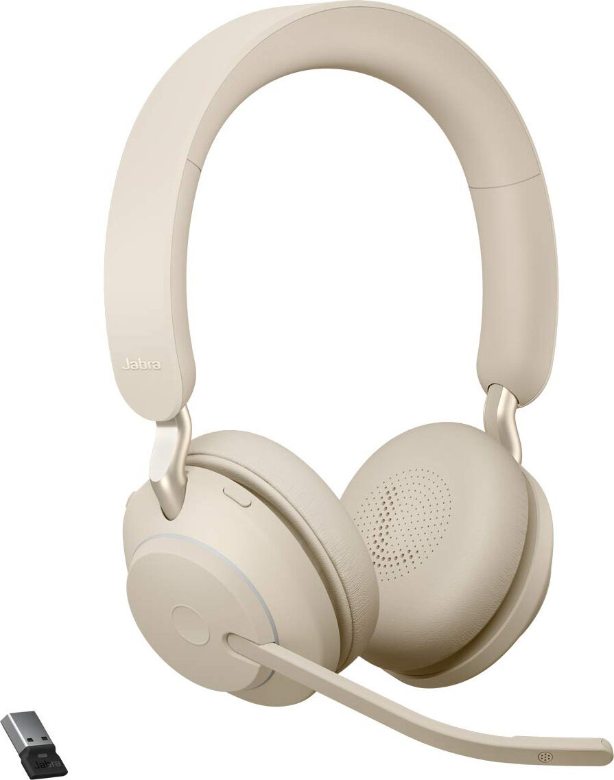 jabra 26599-989-998 cuffie bluetooth, wireless, con microfono, stereo, ideali per ufficio / call center, colore beige - evolve2 65, uc stereo