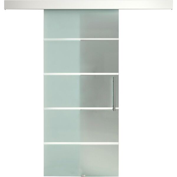 dechome b70041 porta scorrevole in vetro a strisce con binario in alluminio 75x210 cm - b70041