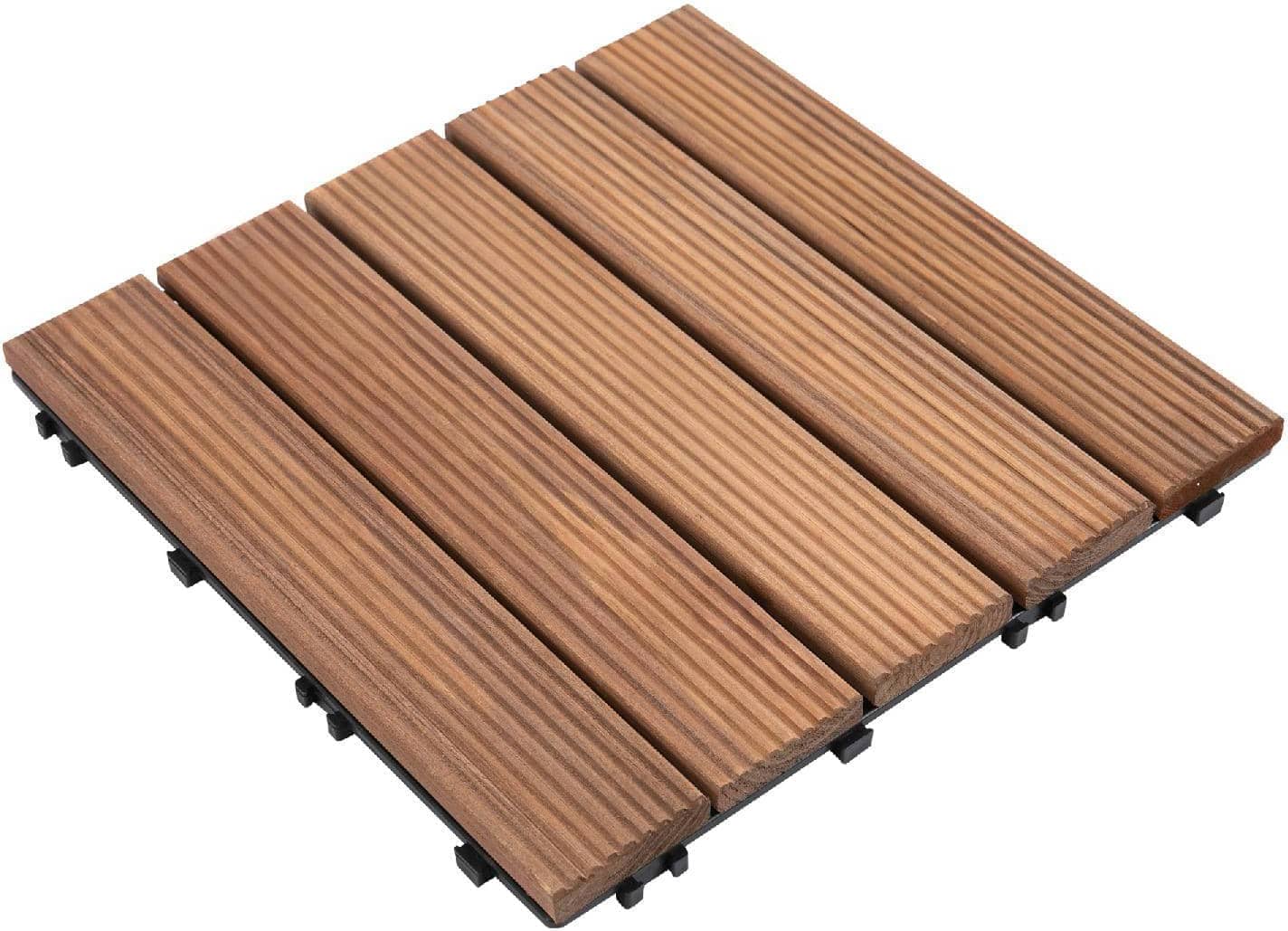 vivagarden 8443d5bn piastrelle per esterni a incastro in legno set 27 pezzi 30x30x2.5 cm colore legno - 8443d5bn