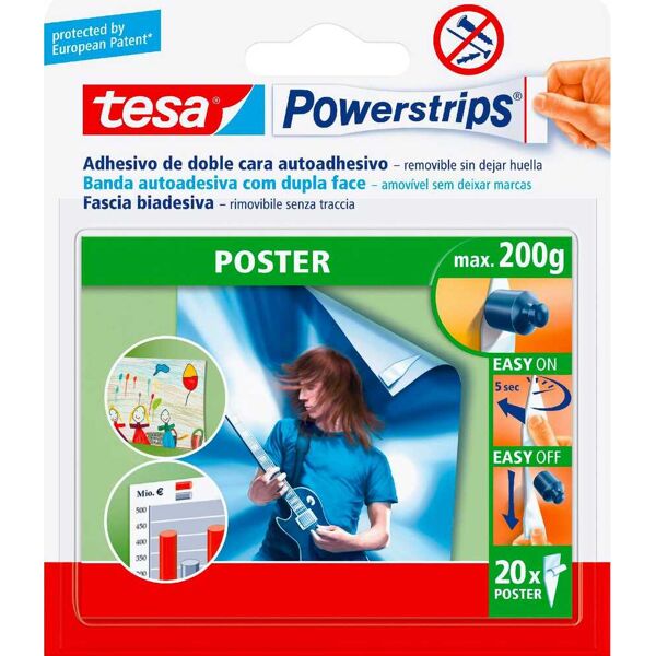 tesa 58303-00000-01 powerstrips 20 strisce biadesive poster confezioni 15 - 58303-00000-01