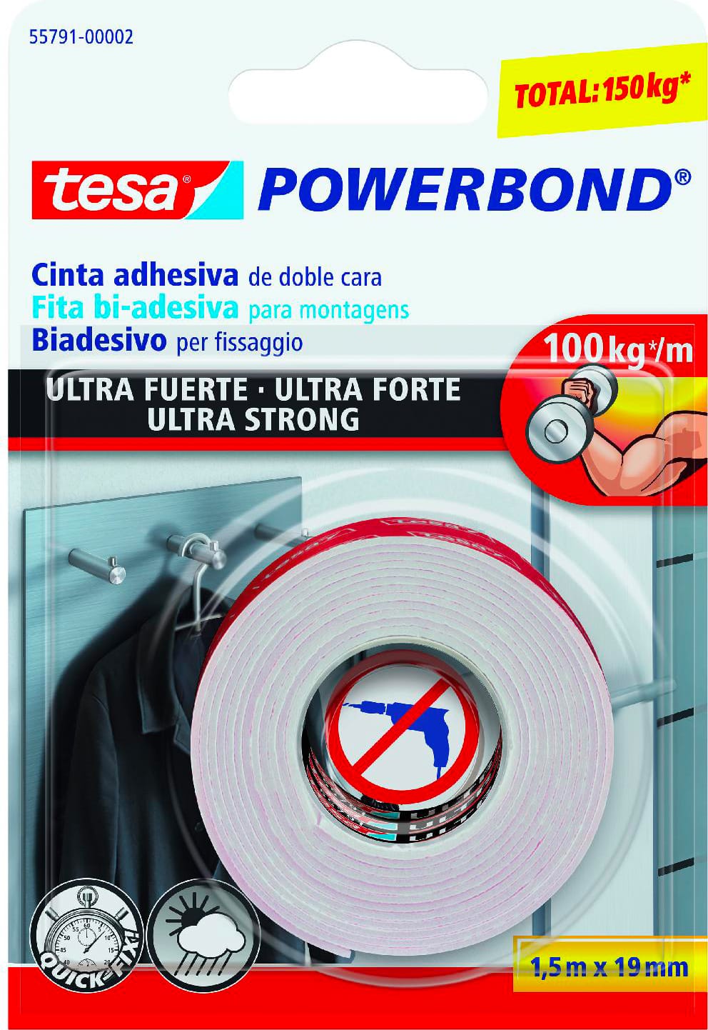 tesa 55791-00002-01 biadesivo powerbond ml 1.5x19mm pezzi 12 - 55791-00002-01