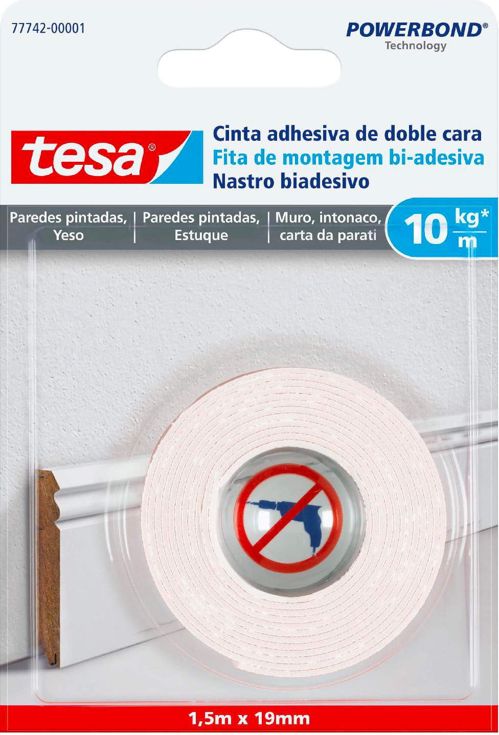 tesa 77742-00001-00 nastro biadesiva powerbond intonaco ml 1.5x19mm pezzi 12 - 77742-00001-00