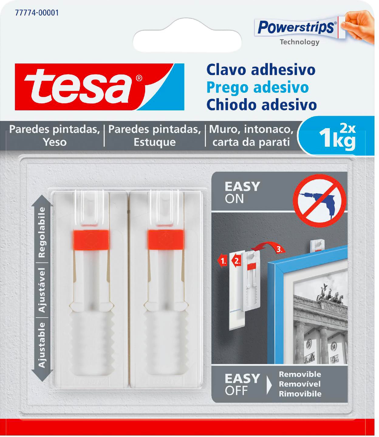 tesa 77774-00001-00 ganci per quadri adesivi regolabile pezzi 2 confezioni 8 - 77774-00001-00