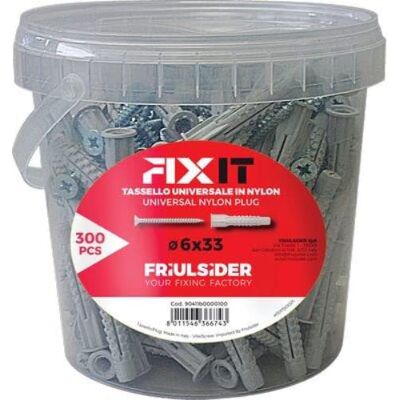friulsider 90411b000100 Tasselli In Nylon Ø 6 Mm Con Vite Tsp L. 33 Mm Per Tutti I Supporti Confezione Da 300 Pezzi - 90411b000100 Fixy friulsider 90411b000100 Tasselli In Nylon Ø 6 Mm Con Vite Tsp L. 33 Mm Per Tutti I Supporti Confezione Da 300 Pezzi - 90411b000100 Fixy