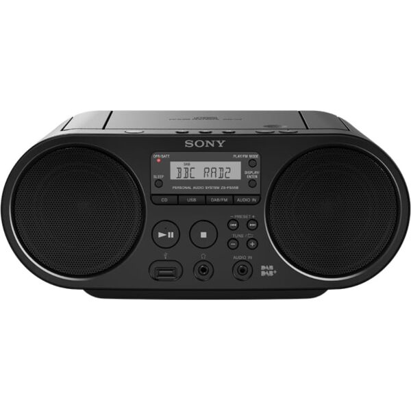 sony zs-ps55b boombox radio stereo digitale dab lettore cd mp3 display lcd colore nero - zs-ps55b