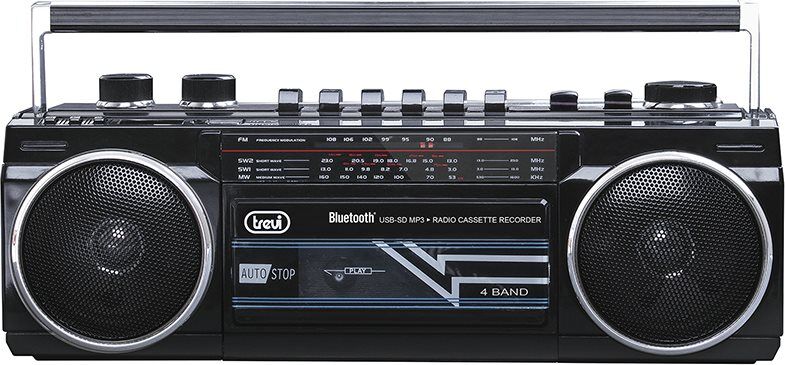 trevi 0rr50100 boombox radio stereo bluetooth mp3 registratore su cassette alimentazione ac / a batterie colore nero - 0rr50100 rr 501 bt