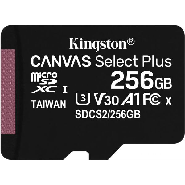 kingston sdcs2/256gb sd micro 256gb cl10 uhs-i con adatt 100mb/s let.85mb/s scrit. - sdcs2/256gb