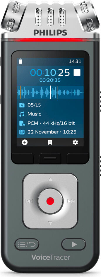 philips dvt_6110 dittafono registratore audio per musica, conferenze e interviste antracite/cromo voicetracer dvt6110