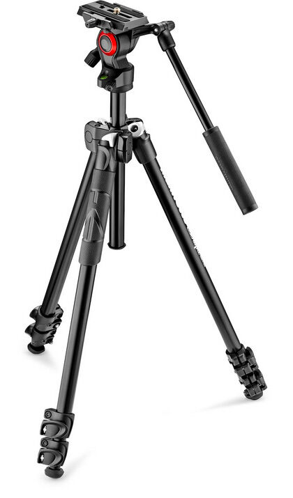 manfrotto mk290lta3-v treppiede con testa kit 290 light con testa fluida video mvh400ah - mk290lta3-v