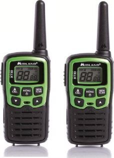 midland c1177 walkie talkie ricetrasmittenti 16 canali doppio ptt funzione vox range di funzionameto 6 km set 2 pezzi - c1177 xt30