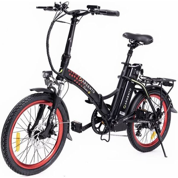 argento ar-bi-210021 bicicletta elettrica con pedalata assistita e-bike bici pieghevole 250 w autonomia max 70 km colore nero rosso - ar-bi-210021 piuma plus