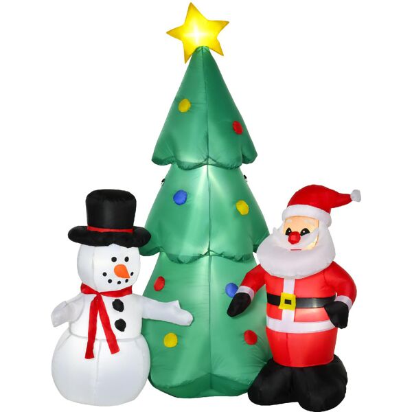dechome 415v90844 albero di natale gonfiabile 185cm con babbo natale decorazione natalizia per giardino e casa con luci led multicolore - 415v90844