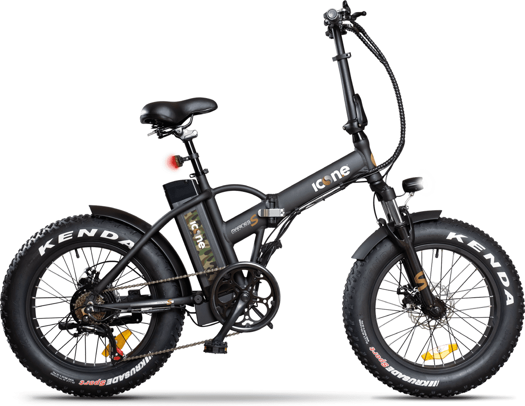 icon.e Allroad Marine Black Bicicletta Elettrica Con Pedalata Assistita E-Bike Bici Pieghevole Fat Bike 250 W Autonomia 40 Km Pneumatici 20" - Allroad Marine Black