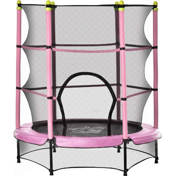 dechome 008v01pk tappeto elastico per bambini 3-6 anni con rete bordo imbottito e corde elastiche trampolino da giardino Ø140x158 cm colore rosa/nero - 008v01pk