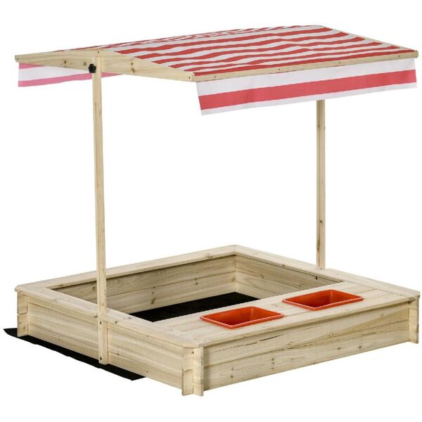 dechome 48343 sabbiera da cortile con tettuccio regolabile per bambini 3-8 anni 118x118x118cm legno - 48343