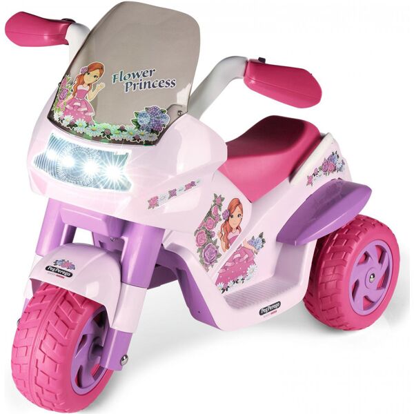 peg perego iged923 moto elettrica giocattolo per bambini moto flower princess 1mo.6v da 2+ anni colore rosa - iged923